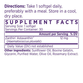 NAOMI Astaxanthin 12mg gélules avec étiquette détaillée