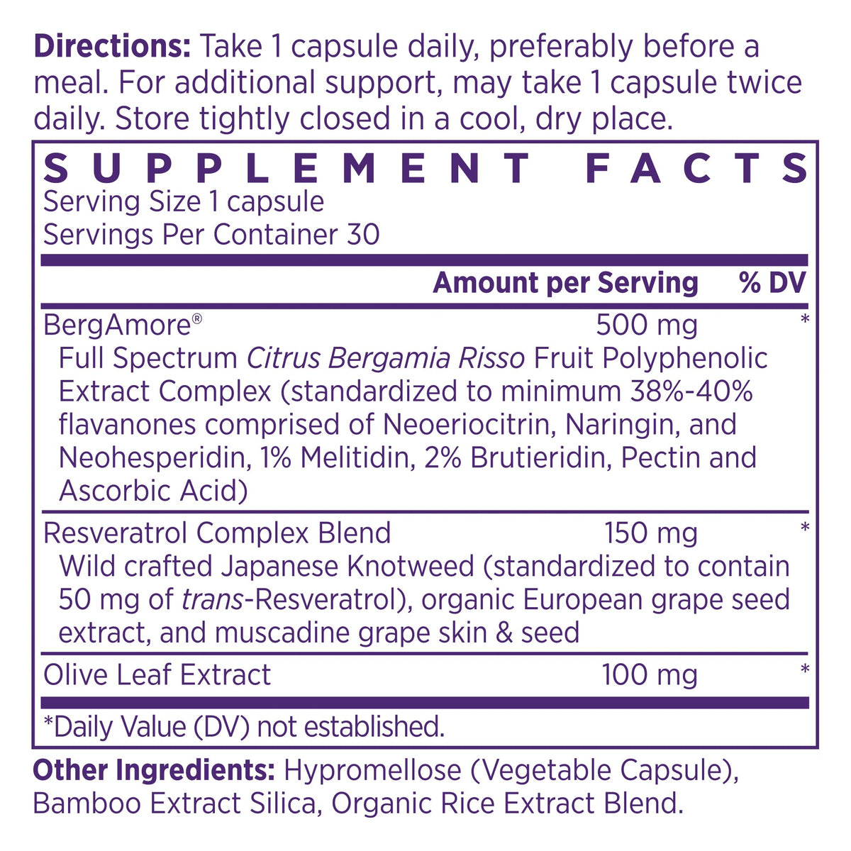 NAOMI Complément Alimentaire Bergamote Italienne 500mg avec Resvératrol, vue arrière