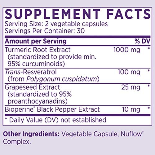 NAOMI Curcuma + Resvératrol 1000mg - vue de l'emballage arrière