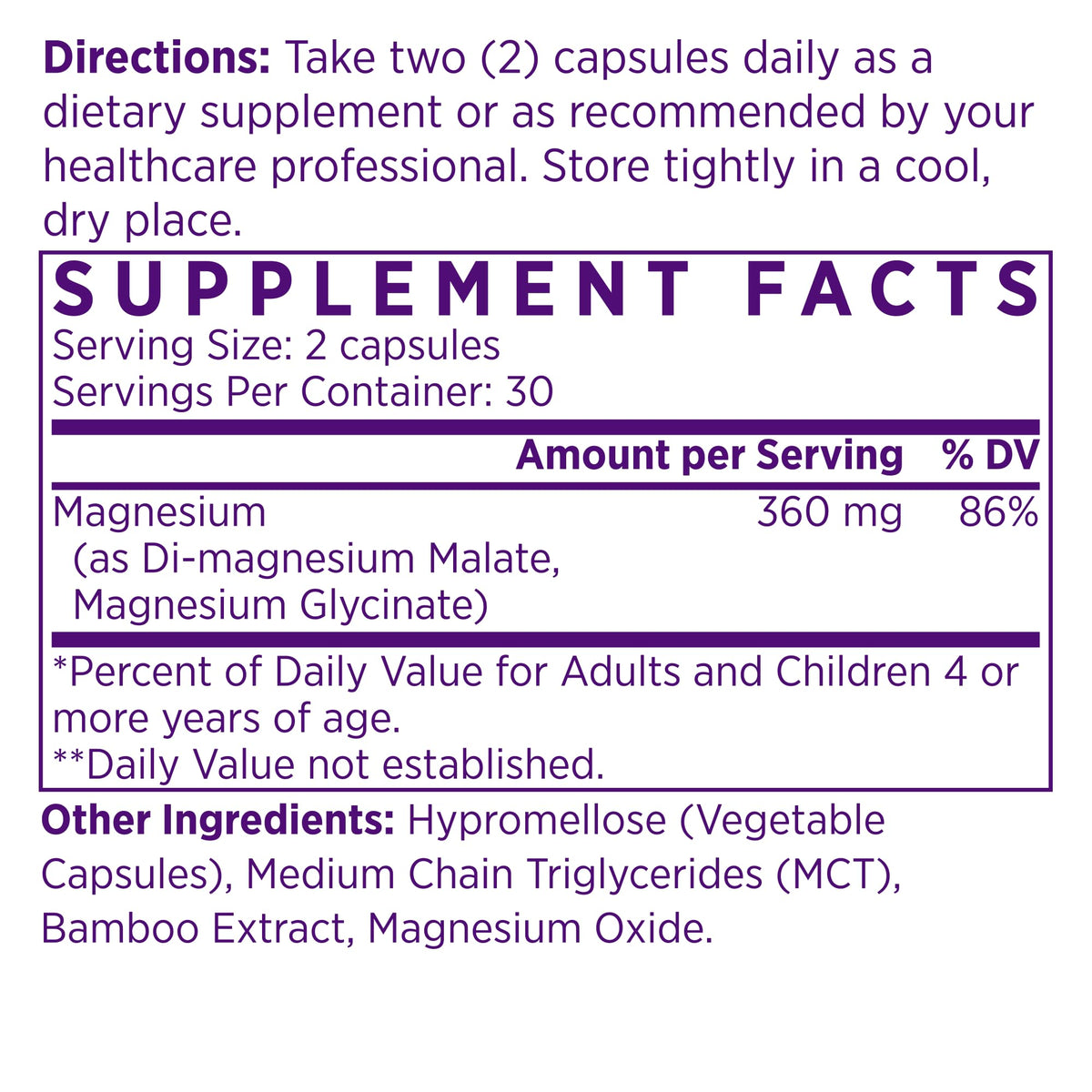 NAOMI Mighty Mg capsules de magnésium glycinate et malate sur fond blanc