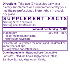 NAOMI Mighty Mg capsules de magnésium glycinate et malate sur fond blanc