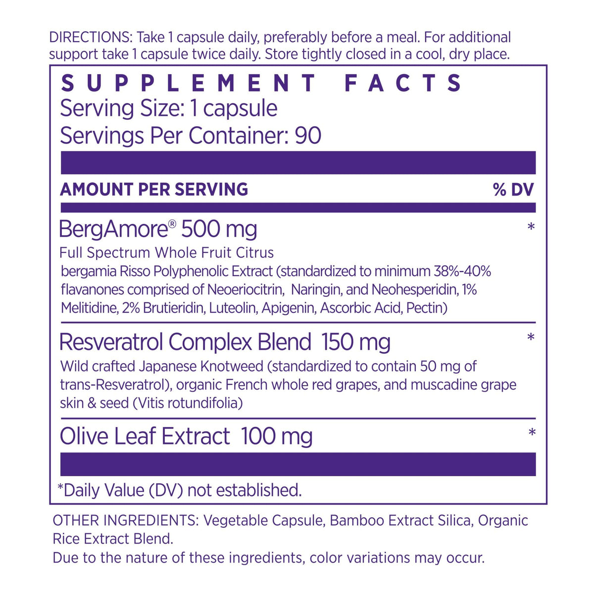 NAOMI Resvératrol 500mg capsules à l'intérieur du flacon