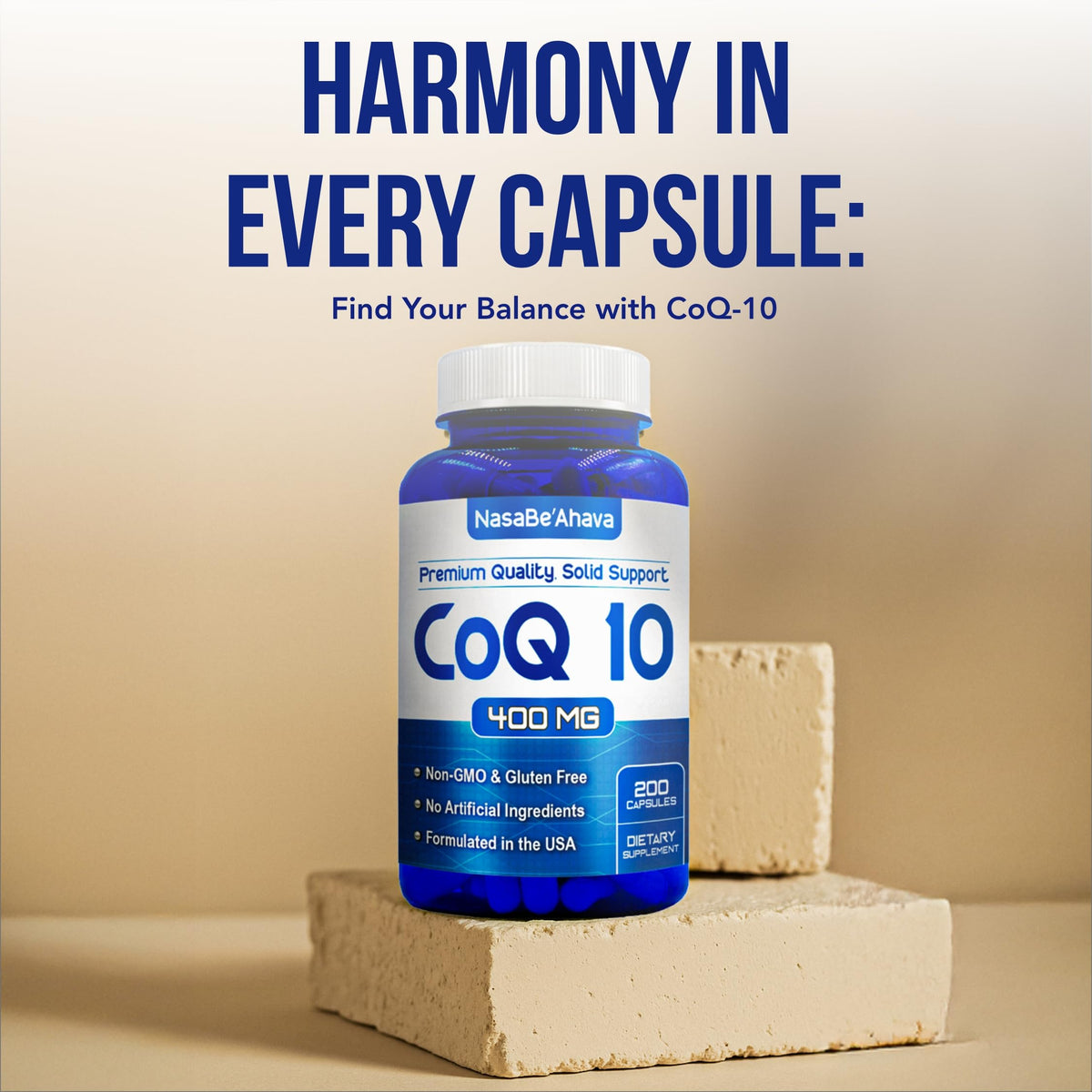 NasaBeahava CoQ10 400mg capsules avec un verre d'eau