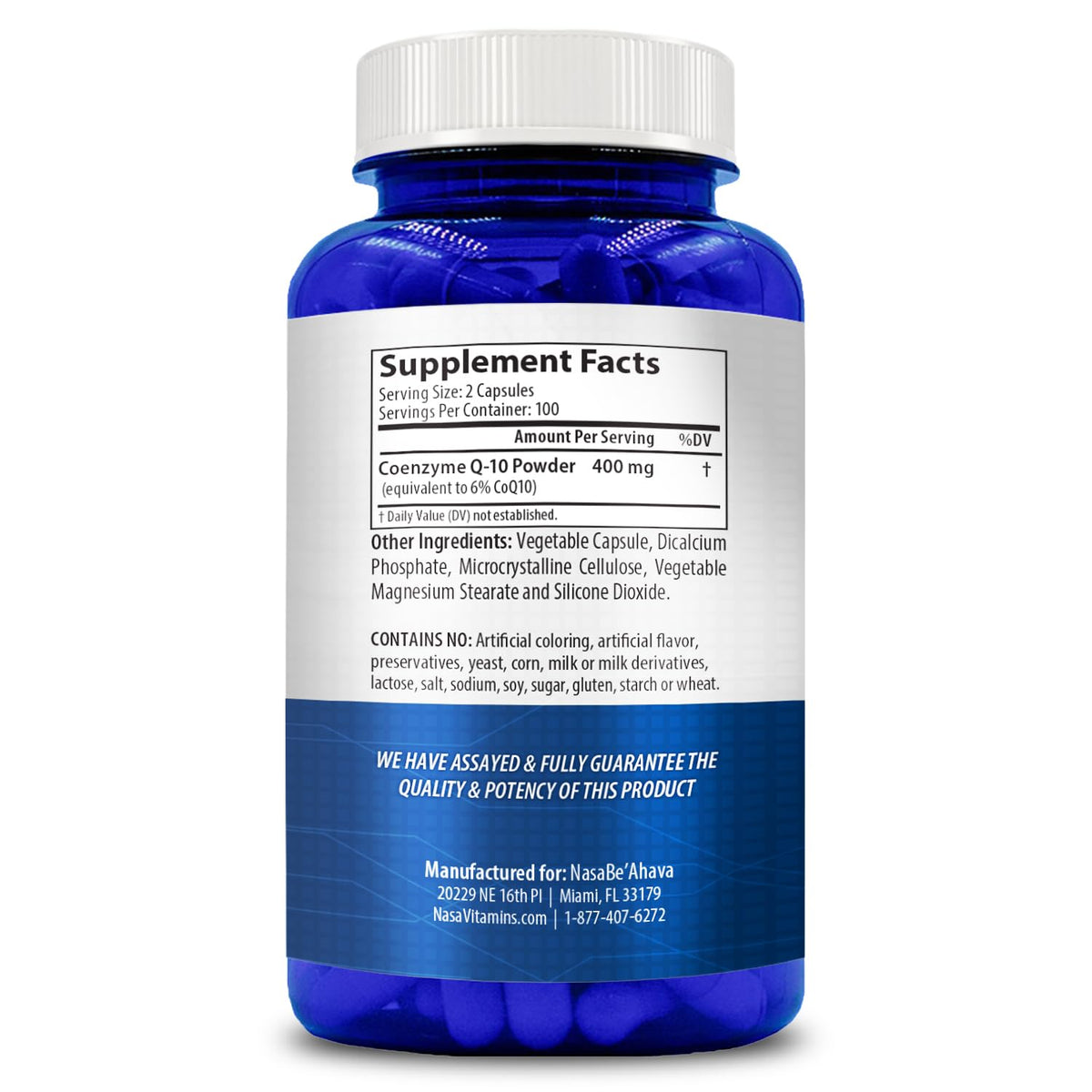 NasaBeahava CoQ10 400mg capsules montrant la taille des capsules
