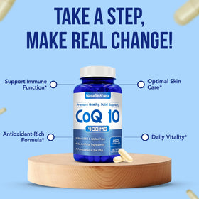 NasaBeahava CoQ10 400mg capsules ouvertes avec une capsule à côté