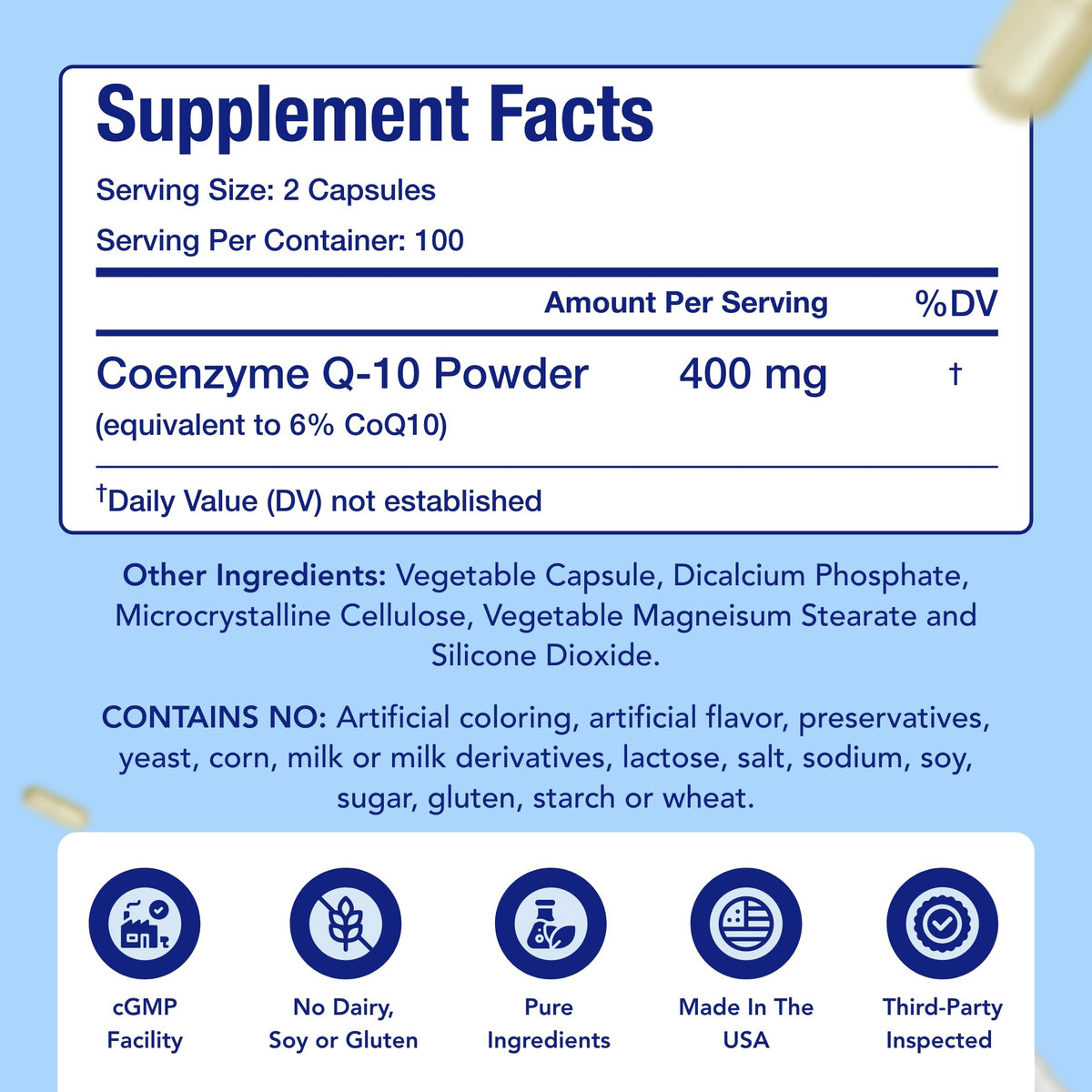 NasaBeahava CoQ10 400mg capsules sur une table en bois