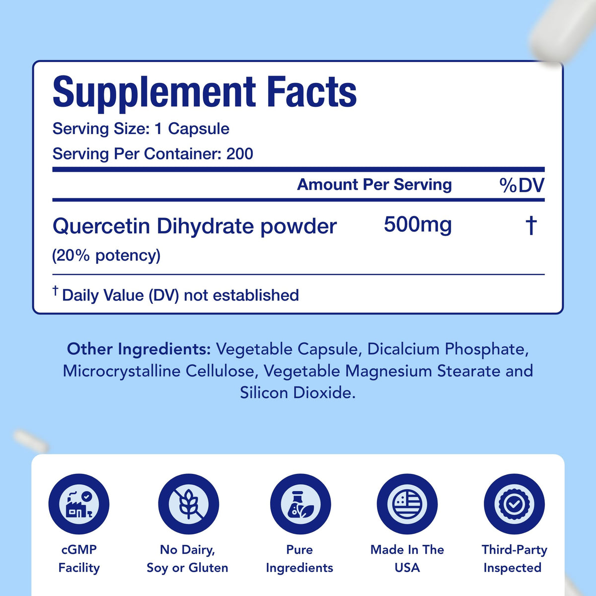 NasaBeahava Quercétine 500mg capsules sur fond neutre