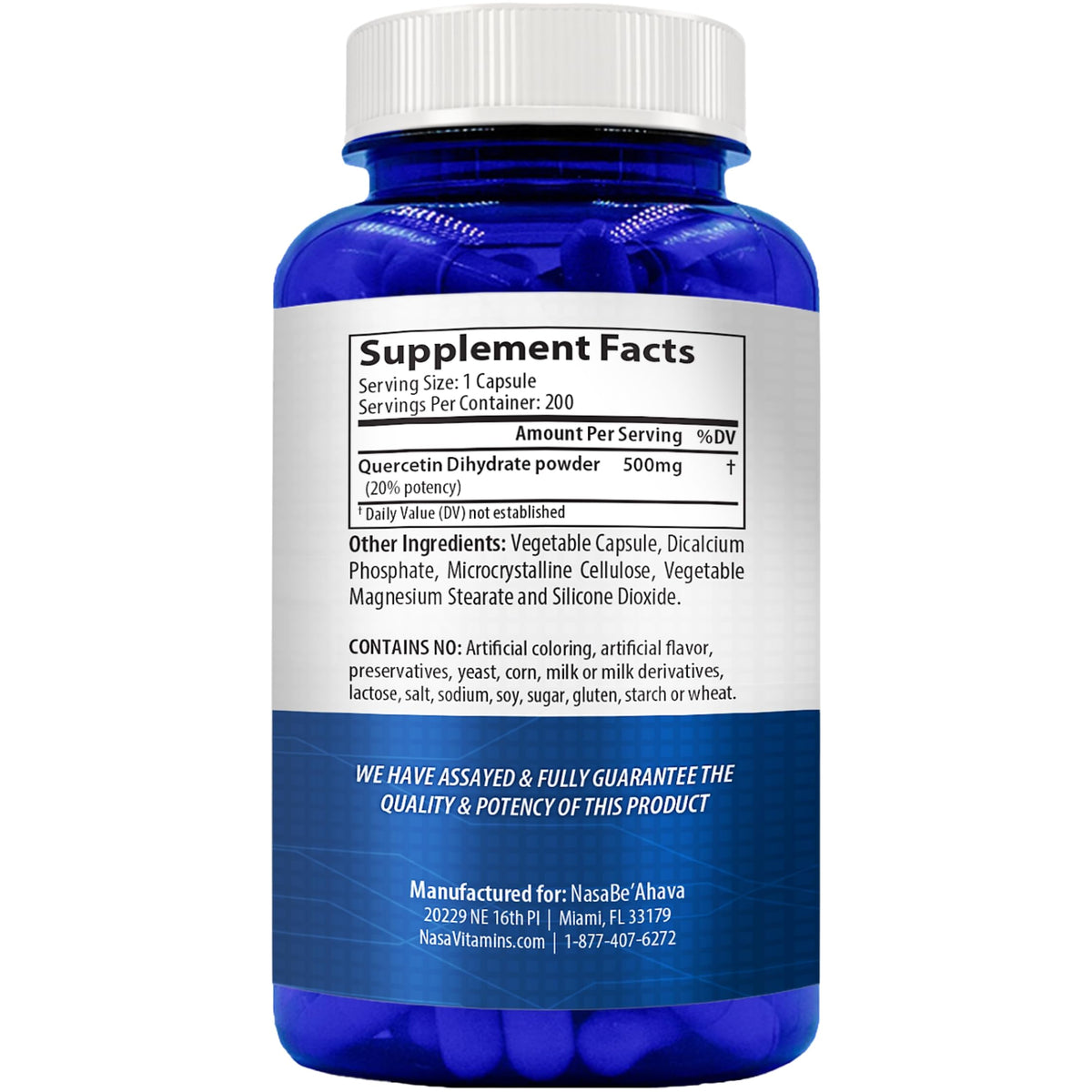 NasaBeahava Quercétine 500mg capsules vue arrière