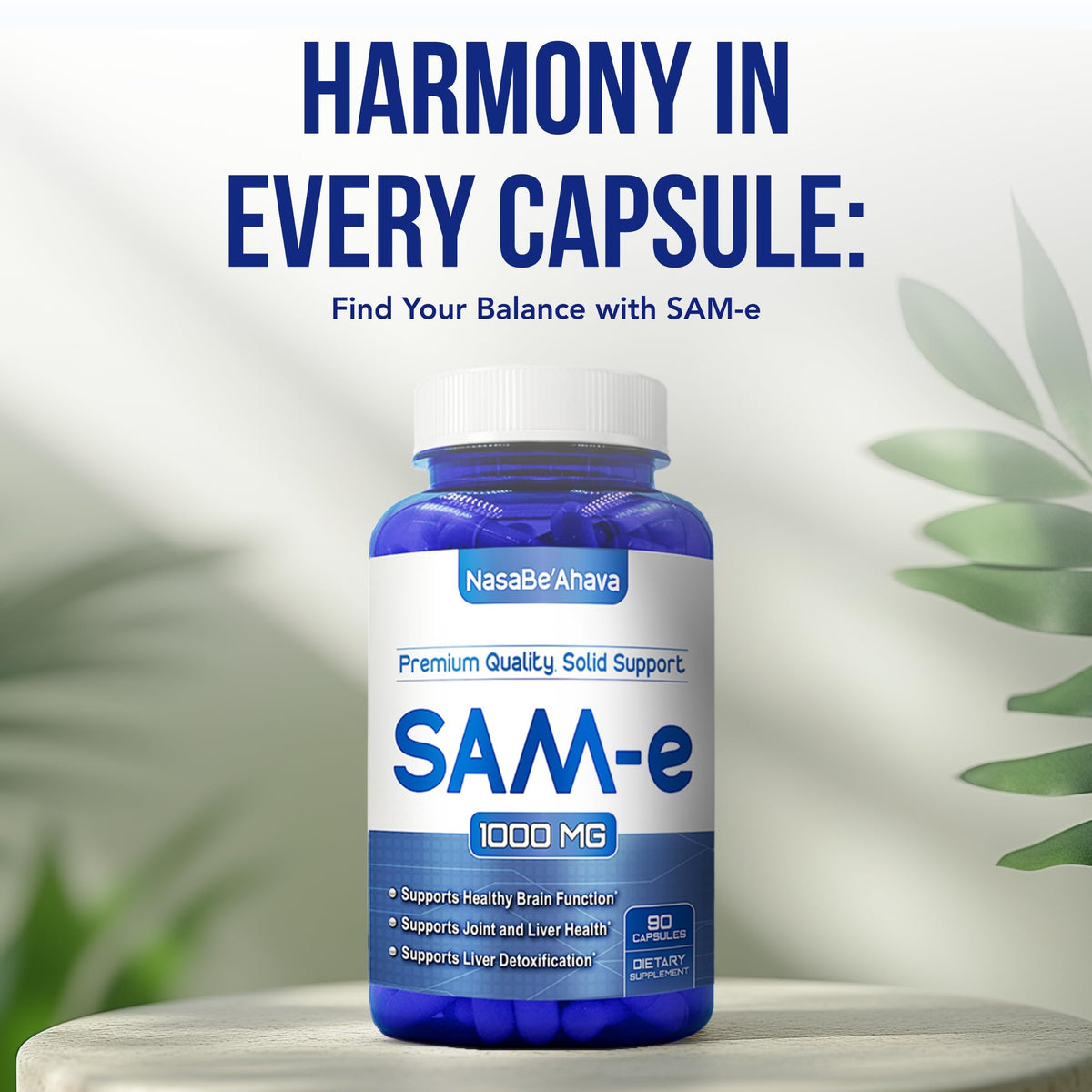 NasaBeahava SAM-e 1000mg étiquette avec ingrédients