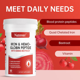 Natener Complément Alimentaire Fer 36mg avec Betterave 500mg, étiquette détaillée