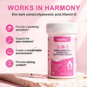 Natener Probiotiques Vaginal 3 en 1 - vue de l'arrière de l'emballage