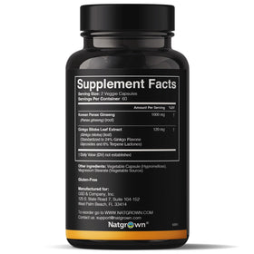 Natgrown Ginseng & Ginkgo Biloba capsules dans une main