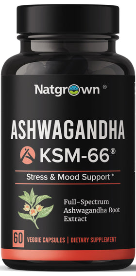 Natgrown KSM-66 Ashwagandha Capsules 600 mg front view