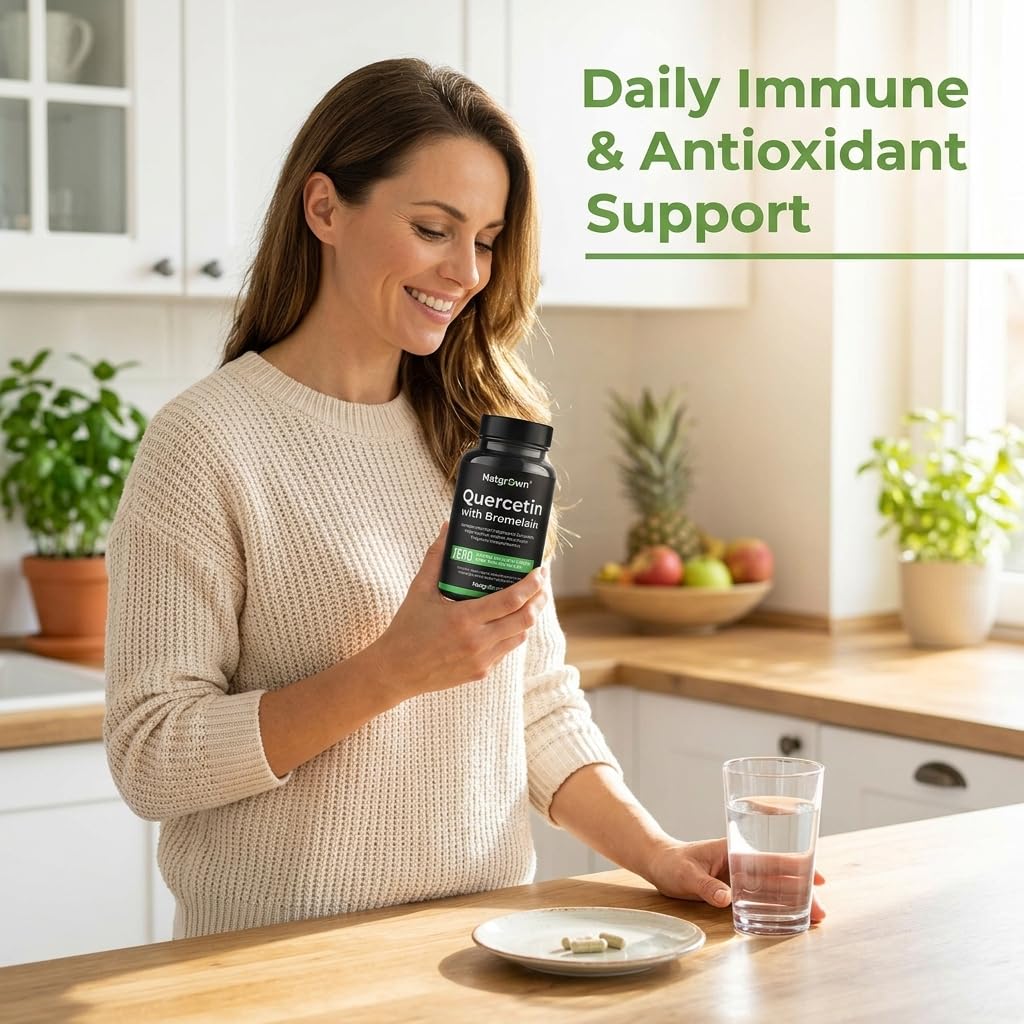Natgrown Quercetine avec Bromélaïne 120 capsules ouvertes