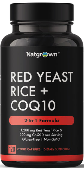 Natgrown Riz Rouge avec CoQ10 1200 mg 120 Capsules - vue de face
