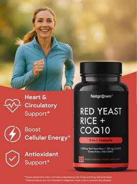 Natgrown Riz Rouge avec CoQ10 1200 mg - capsules à l'intérieur du flacon