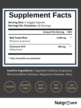Natgrown Riz Rouge avec CoQ10 1200 mg - vue arrière de l'emballage