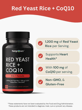Natgrown Riz Rouge avec CoQ10 - flacon ouvert avec capsules