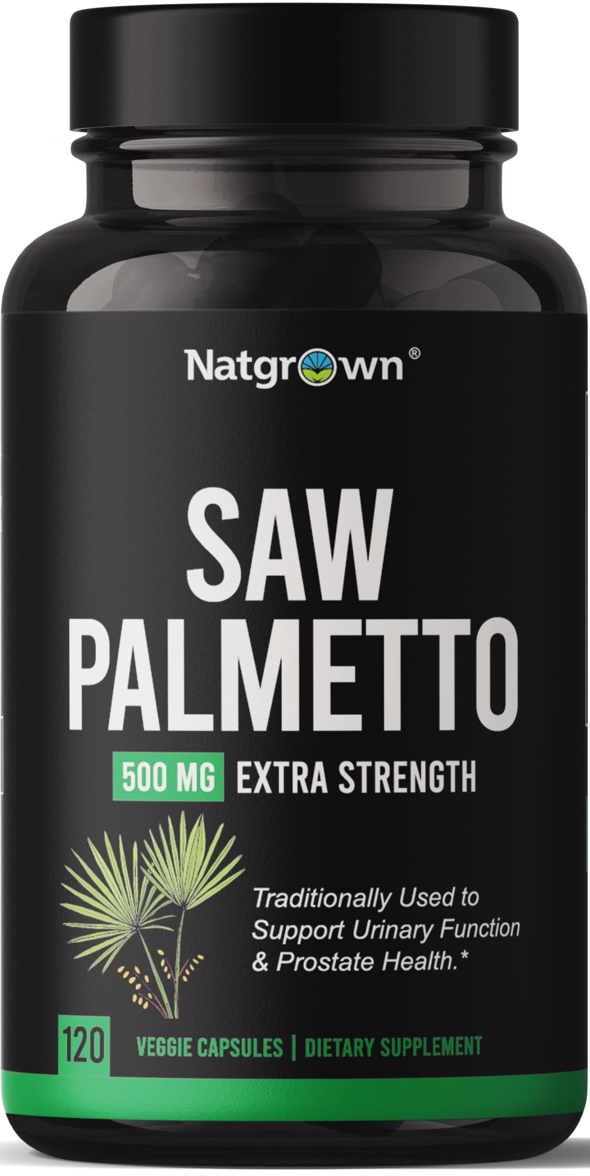 Natgrown Saw Palmetto 500 mg flacon de 120 capsules vue de face