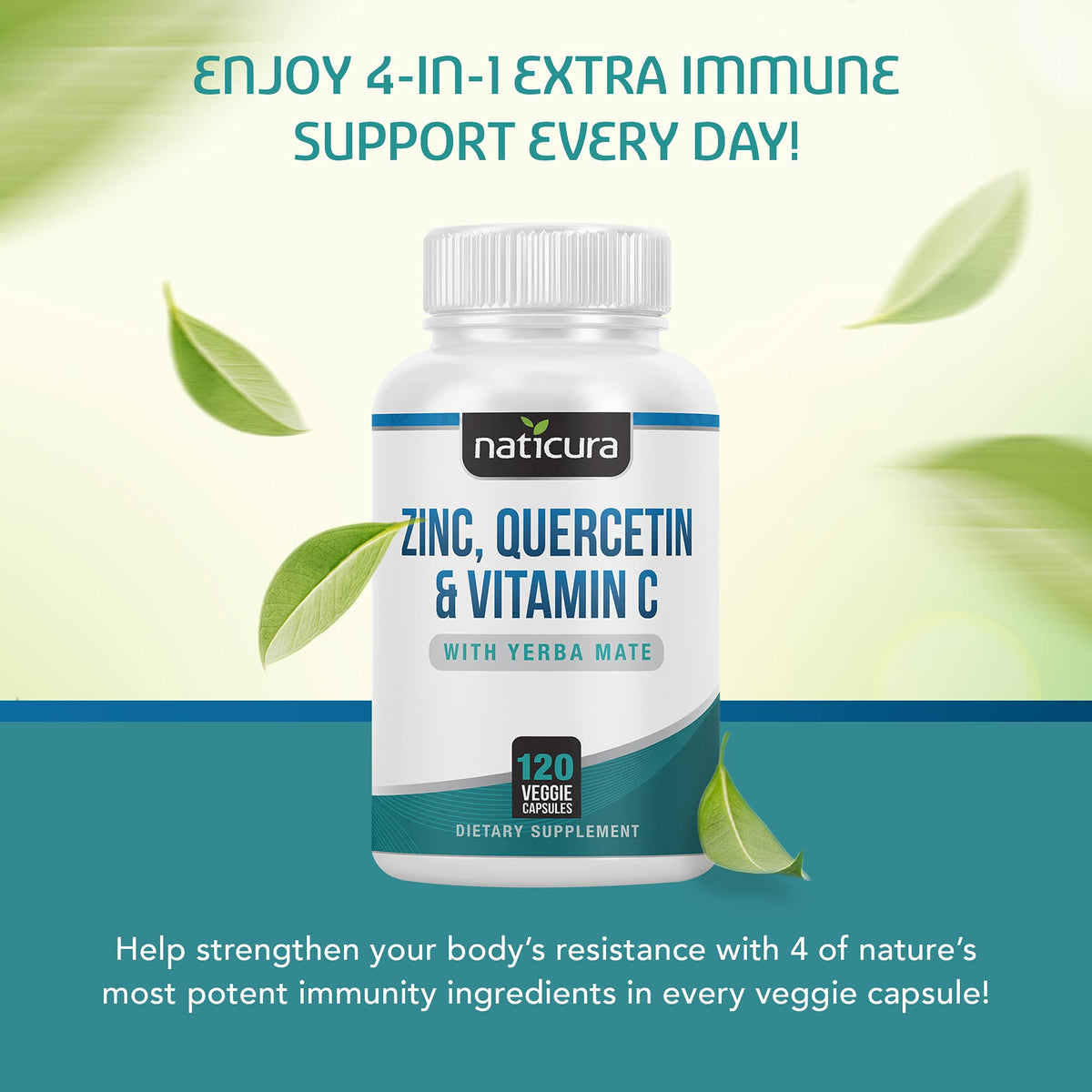 Naticura Zinc Quercétine 120 capsules - étiquette détaillée