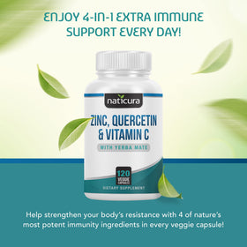Naticura Zinc Quercétine 120 capsules - étiquette détaillée