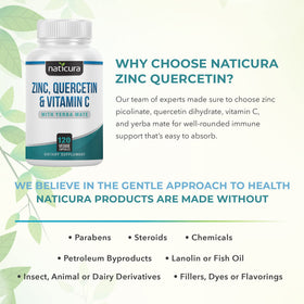 Naticura Zinc Quercétine 120 capsules - présentation sur une table