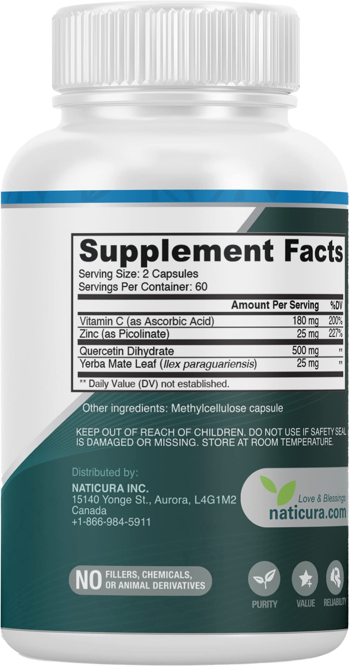 Naticura Zinc Quercétine 120 capsules - vue de dos
