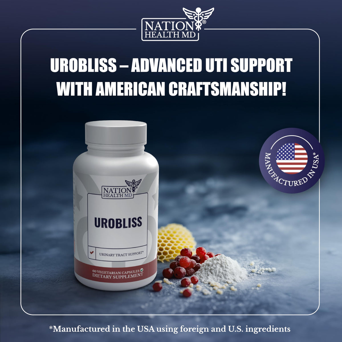 NATION HEALTH MD UroBliss ingrédients principaux en gros plan