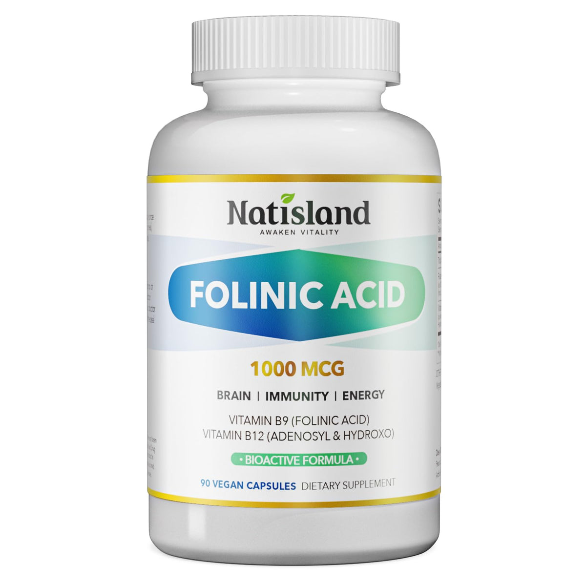 NATISLAND Acide Folinique 1000 MCG + B12 500 MCG flacon avant