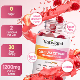 NATISLAND Calcium 1200 mg Gummies, présentation sur une table
