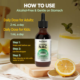 NATISLAND Gouttes de NAC Liposomales 600 mg avec un verre d'eau