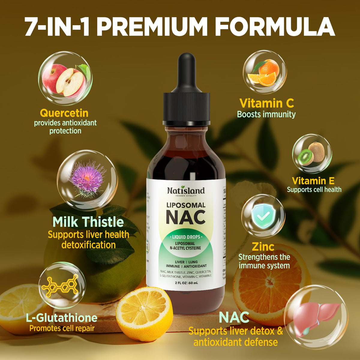 NATISLAND Gouttes de NAC Liposomales 600 mg en contexte familial