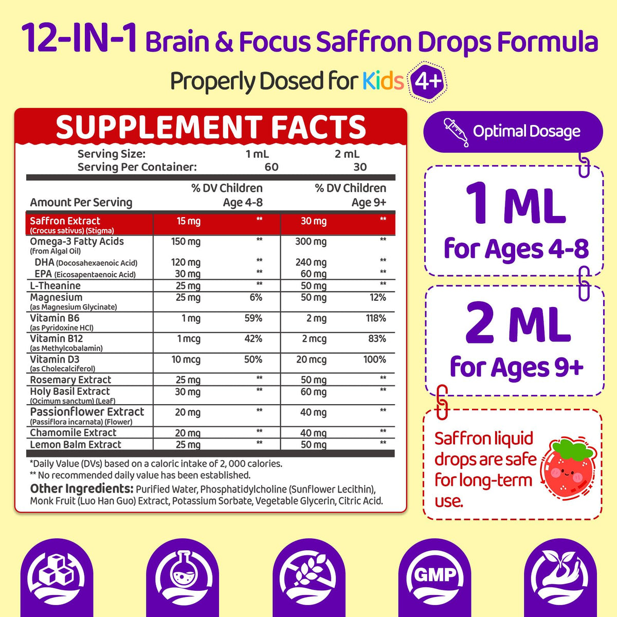 NATISLAND Gouttes de Safran Liposomal pour Enfants goût fraise