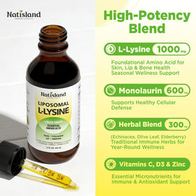 NATISLAND Gouttes L-Lysine Monolaurine 1000mg dosage de 2 ml