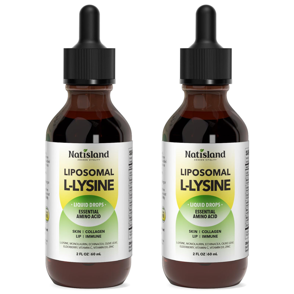 NATISLAND Gouttes L-Lysine Monolaurine 1000mg flacon avant