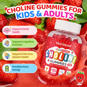 NATISLAND Gummies de Choline 500mg à l'intérieur de la bouteille