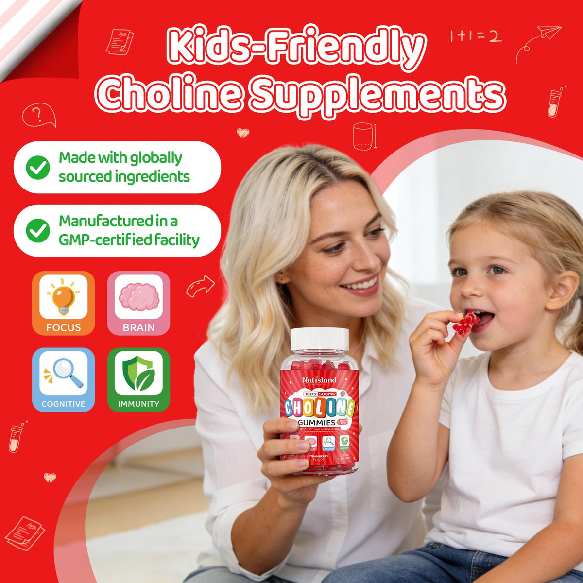 NATISLAND Gummies de Choline 500mg sur une table