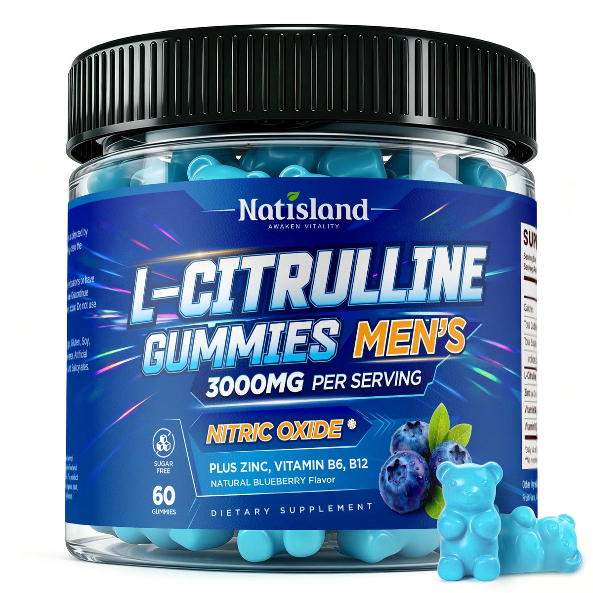 NATISLAND Gummies L-Citrulline 3000mg, vue de face du packaging