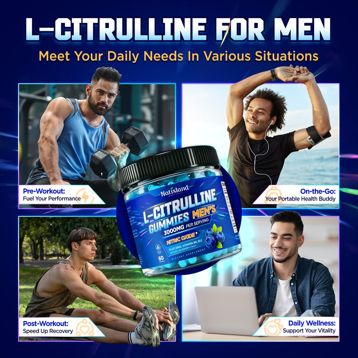 NATISLAND Gummies L-Citrulline, vue arrière du packaging