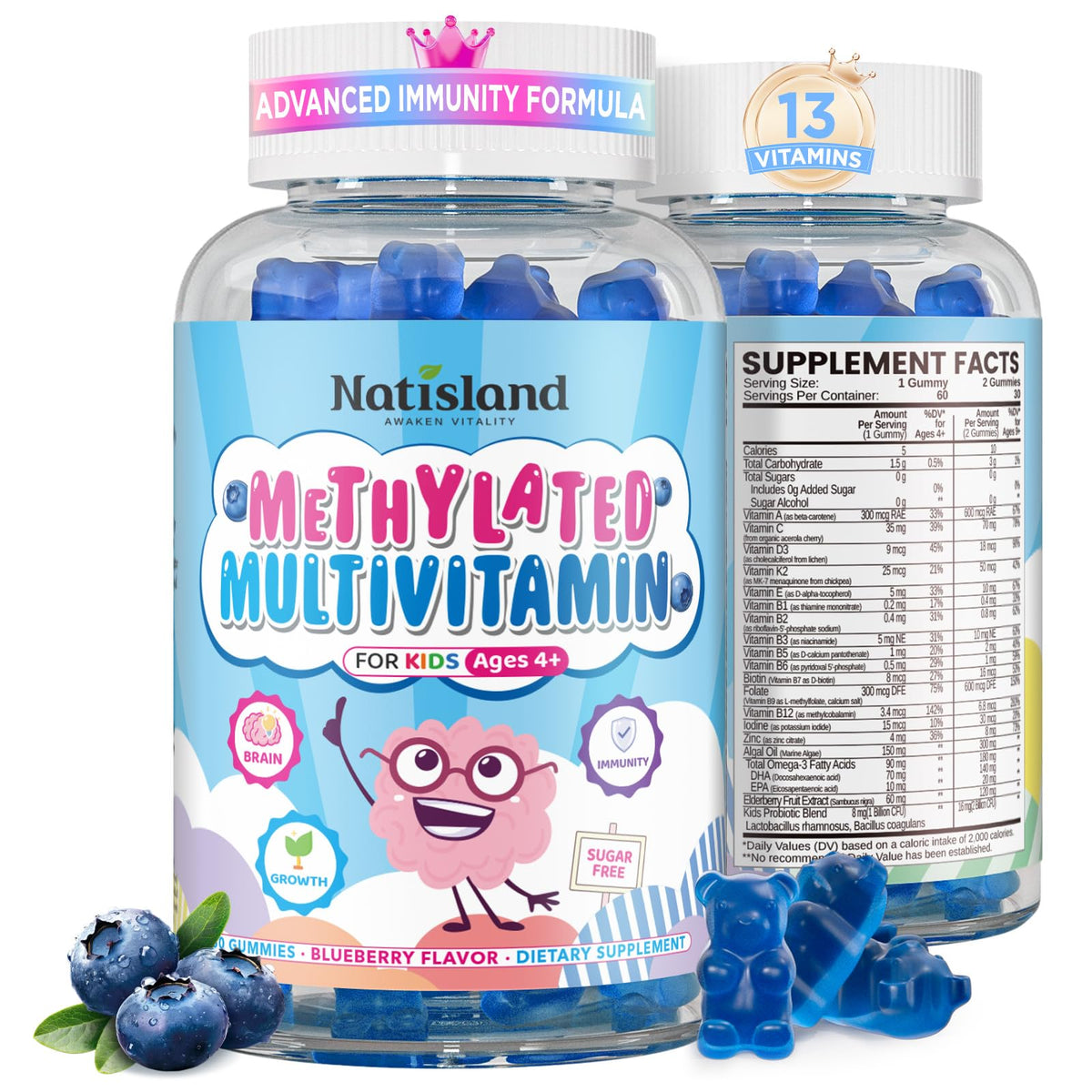 NATISLAND Multivitamines Methylées pour Enfants 60 Gummies, vue avant