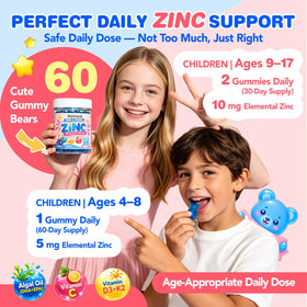 NATISLAND Zinc Gummies pour enfants, format de 60 gummies