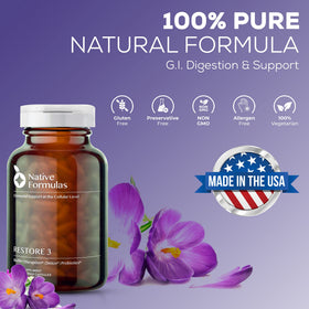 Native Formulas Restore 3 complément alimentaire 60 capsules avec arrière-plan neutre