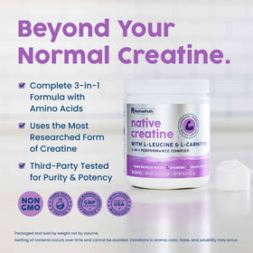 NativePath Creatine Monohydrate 331g powder scoop close-up