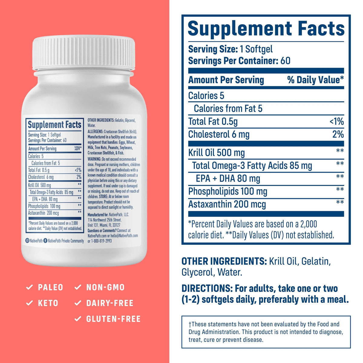 NativePath huile de krill 500mg gélules en main