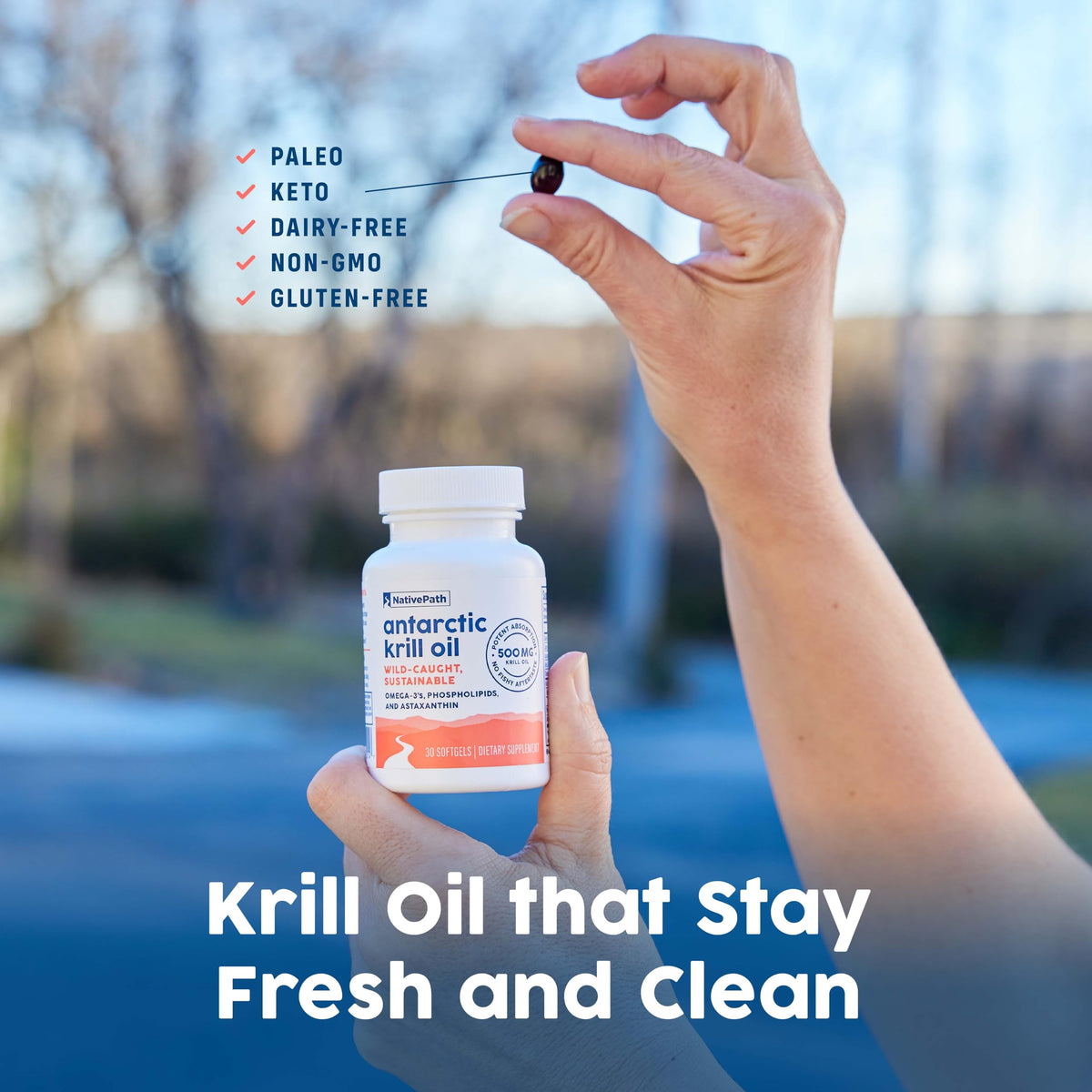 NativePath huile de krill Antartique 500mg vue de côté