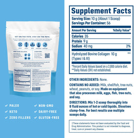 NativePath Poudre de Collagène Hydrolysé étiquette avec informations nutritionnelles