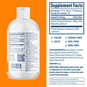 NativePath Vitamine C Liposomale 500mg Orange - étiquette avec ingrédients