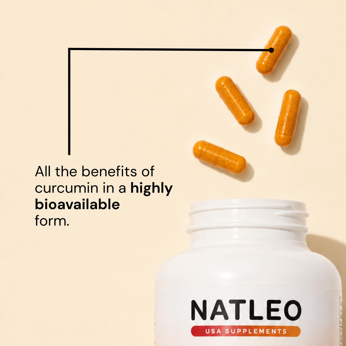 Natleo USA Curcuma Theracurmin 120 gélules avec étiquette détaillée