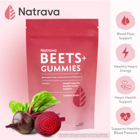 Natrava Gummies Beets+ détail de l'étiquette avec ingrédients