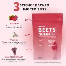 Natrava Gummies Beets+ ouverture du pot avec gummies visibles